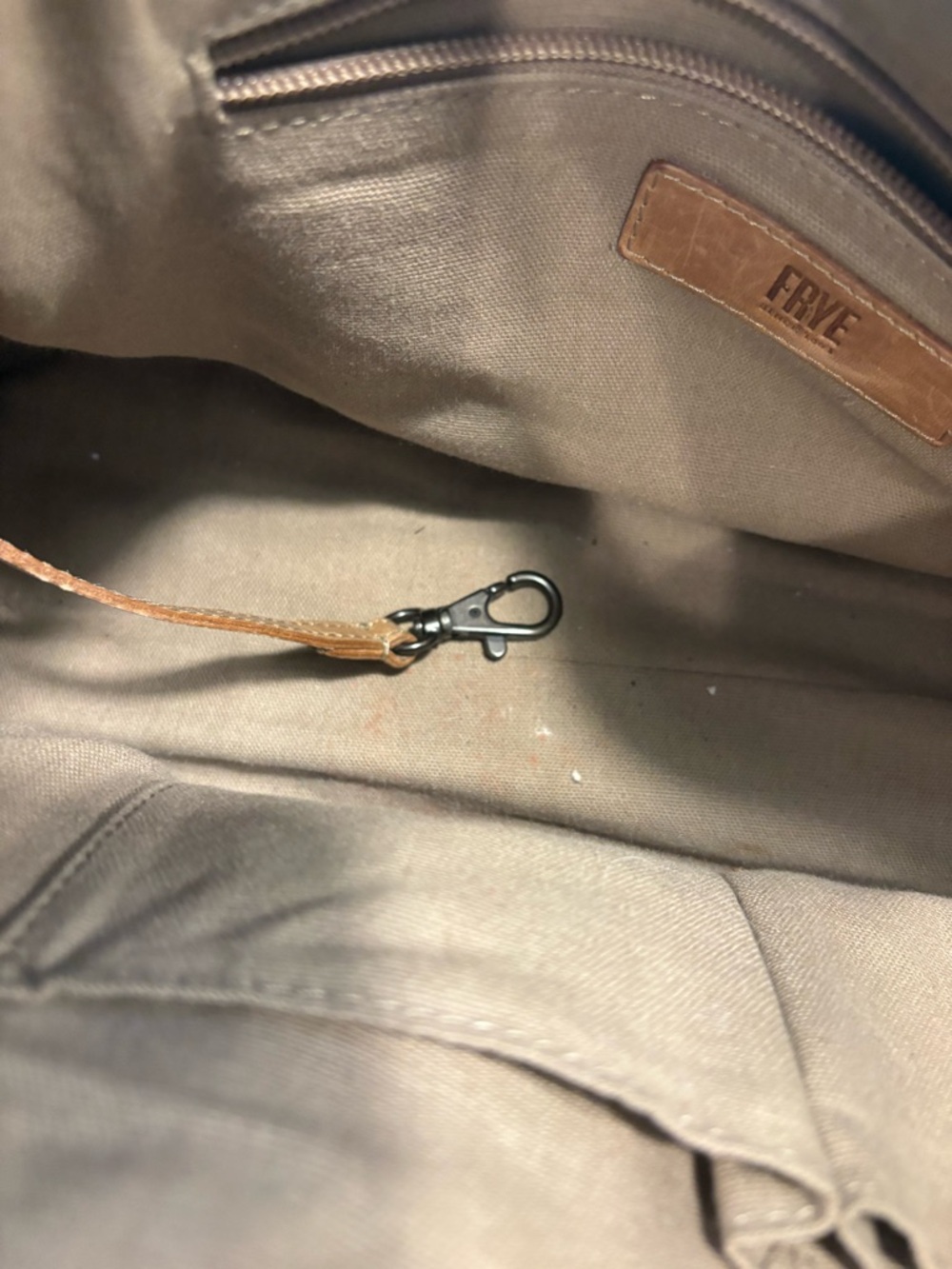 Frye Melissa Satchel in Beige Leather Classic Style W Dust Bag - Picture 13 of 15